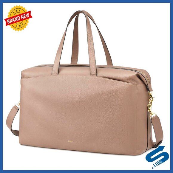 Handbags - Large Leather Weekender Duffel Bag with Laptop Compartment Carry On Tote